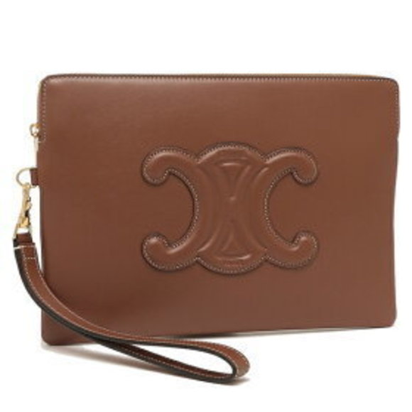 Celine Triomphe Wristlet Clutch Bag Brown - Picture 1 of 9